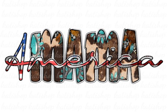 America Mama Western Flag Sublimation Graphics