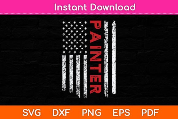 American Flag Painter Fathers Day Svg