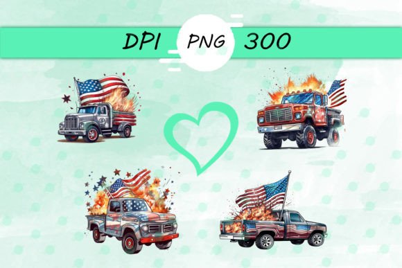 American Flag with Truck Sticker