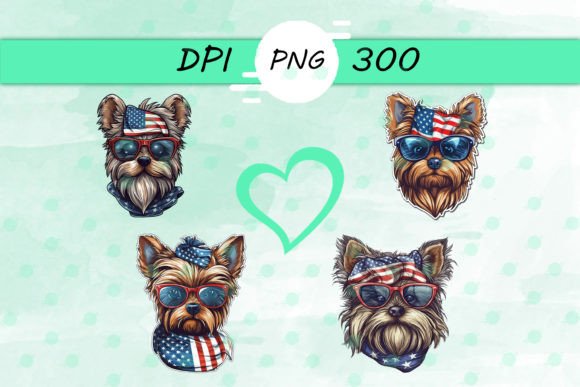 American Flag with Yorkshire Terrier Graphics