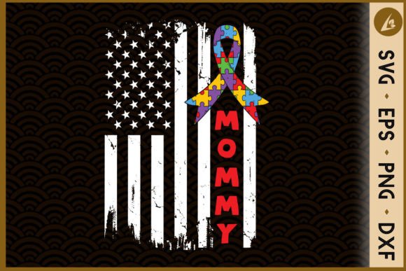 Autism Mom American Flag Vintage Graphics and Crafts