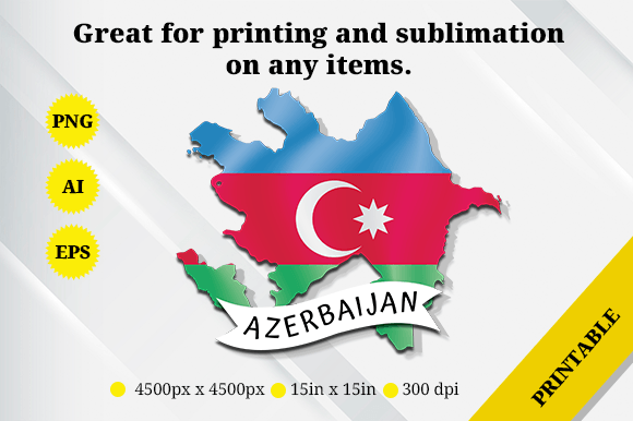 Azerbaijan Map Flag Graphics for Crafts
