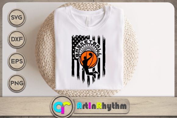 Basketball America Flag Graphics for Crafts