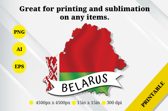 Belarus Map Flag Graphics for Crafts