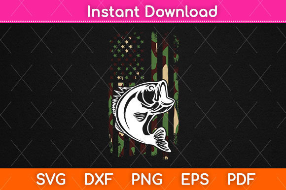 Camouflage American Flag Bass Fishing Graphics
