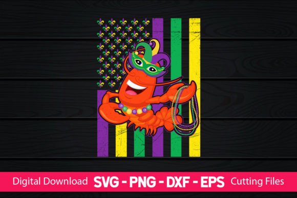 Crawfish American Flag Mardi Gras Graphics