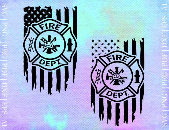 Firefighter American Flag SVG for Crafts & Graphics