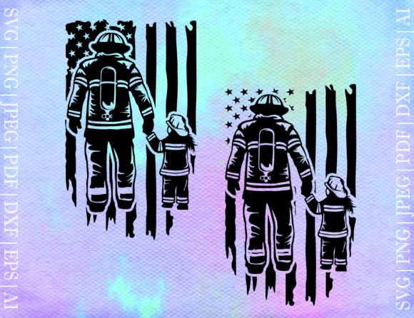 Firefighter Dad Daughter Flag SVG for Crafts and Graphics
