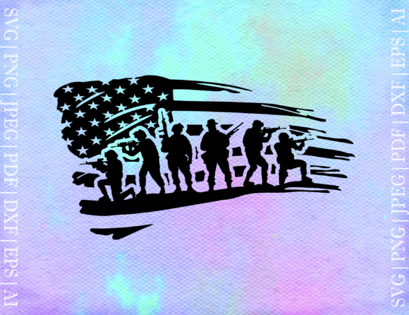 Flag with Soldiers SVG: Graphics for Crafts & Small Business Branding