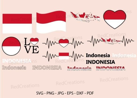 Indonesia Flag Bundle SVG for Graphics and Crafts