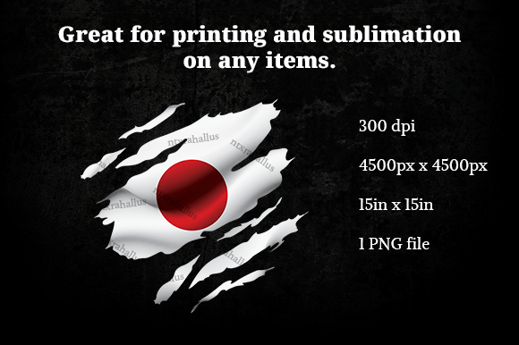 Japan Ripped Flag PNG for Crafts and Graphics