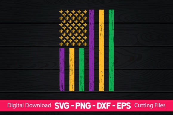 Mardi Gras American Flag Graphics and Crafts