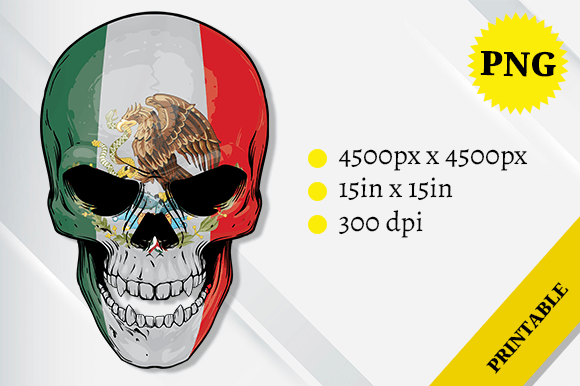 Mexico Skull X Flag Embroidery Design
