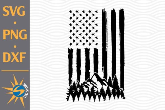Mountain Us Flag Graphics for Crafts