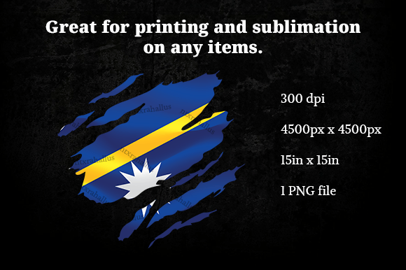 Nauru Ripped Flag PNG