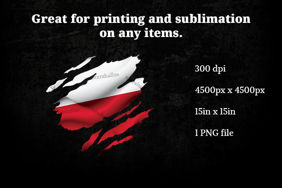 Poland Ripped Flag PNG: Graphics for Crafts and Creative Marketing